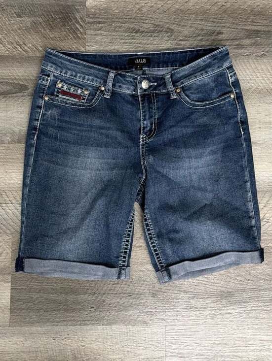 a.n.a Pants - a.n.a Women's Denim Bermuda Shorts Size 8 Stars & Stripes Embroidered Pockets